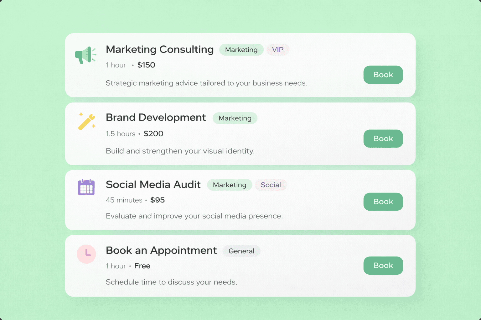 Let clients book the right service easily